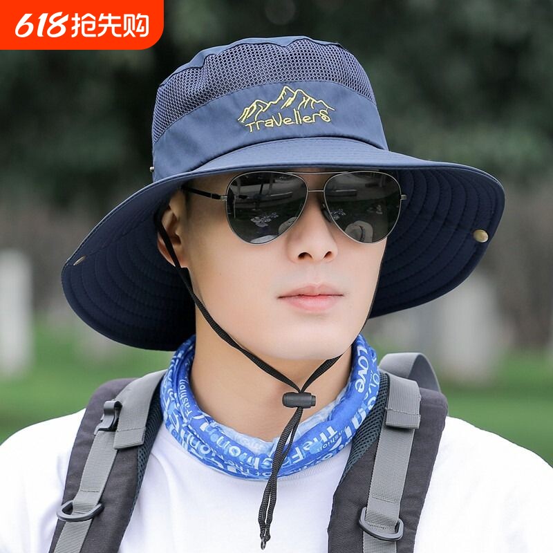 帽子男士夏季登山遮阳户外透气太阳帽骑车钓鱼防晒渔夫帽旅行防风
