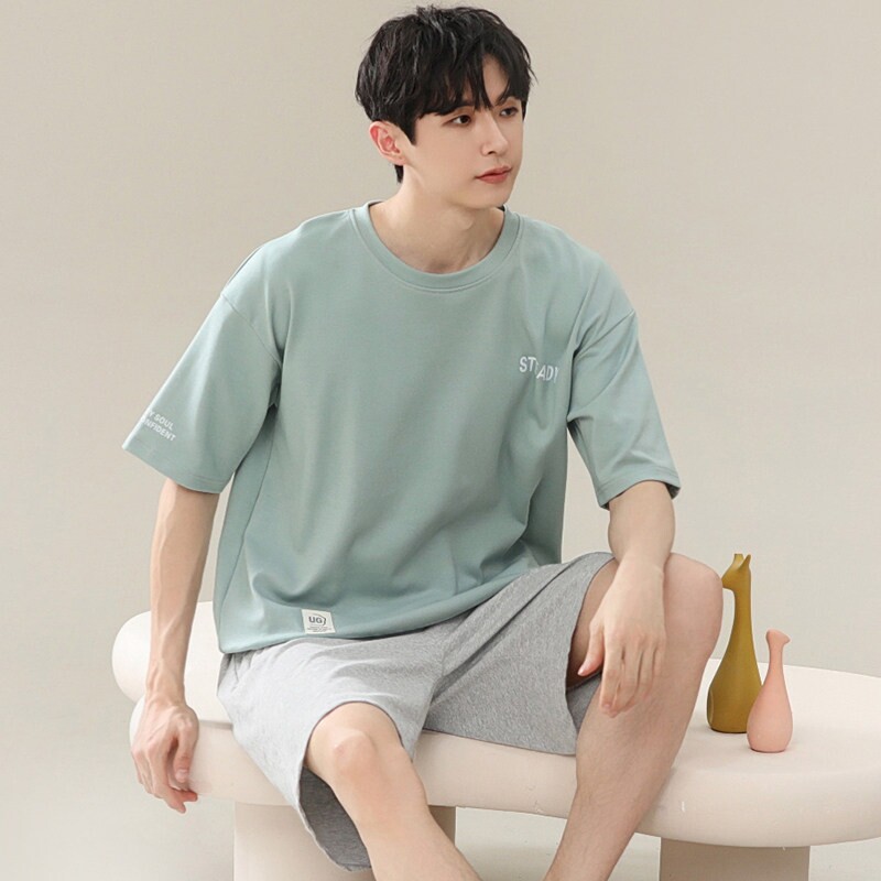 夏季男士睡衣莫代尔棉绸男款冰丝男式大码青少年网红风家居服夏天