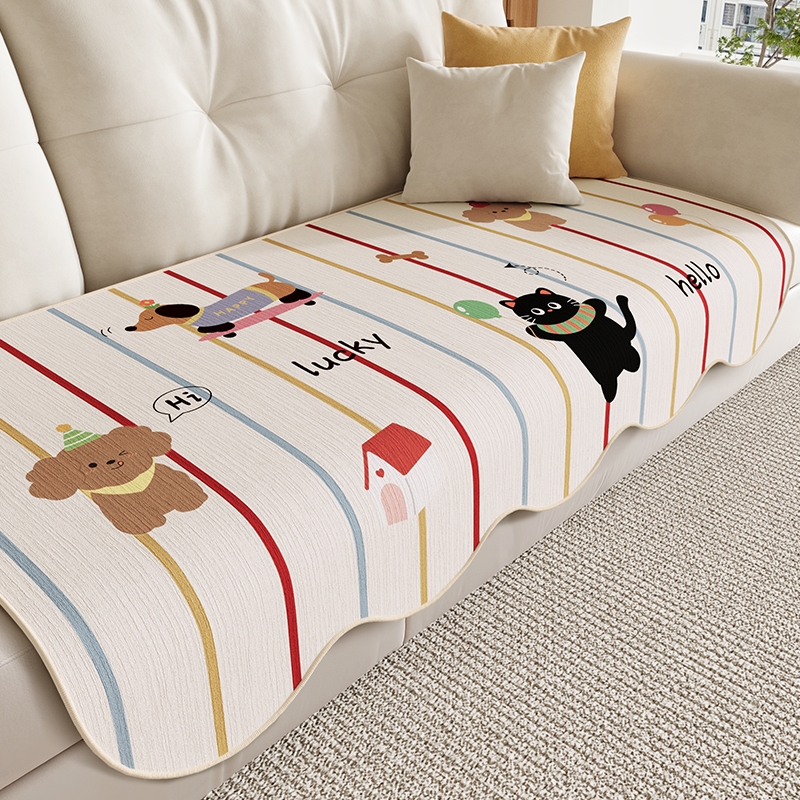 卡通沙发垫2025新款防滑座垫高级感垫布四季通用直排垫子防猫抓