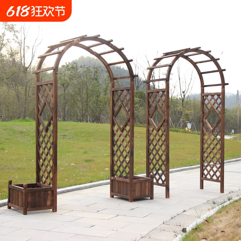 室外拱门爬藤花架防腐木庭院装饰门花园栅栏网格户外葡萄架多层