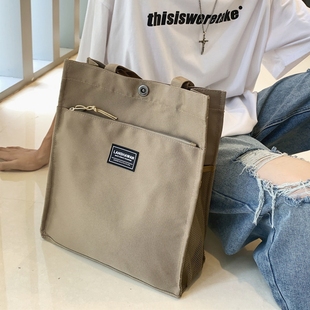 大容量手提包男款初中生补习拎书袋高中学生书包手提袋帆布单肩包