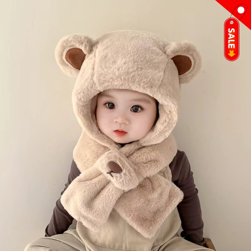 宝宝帽子秋冬天男女宝宝围巾儿童帽子围脖一体婴儿帽子秋冬季保暖