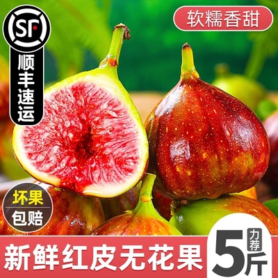 【顺丰】无花果鲜果5斤新鲜现摘水果青红皮大果特级当季整箱包邮