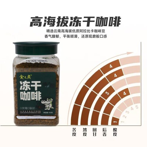 食之巅颗粒冻干咖啡粉0蔗糖0脂美式减燃提醒神脑淘小兽