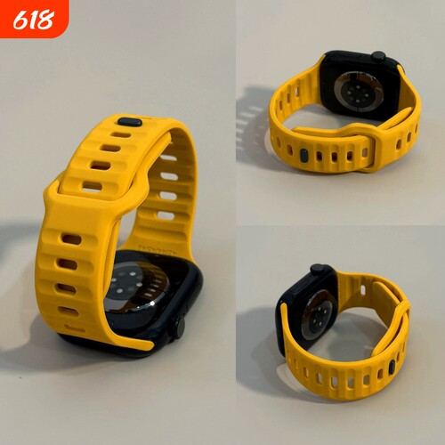 适用苹果S11表带iwatchs10手表applewatch ultra3新品2艳阳色硅胶S9男士8女款7高级SE腕带夏季运动镂空透气
