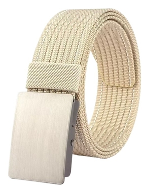 无印MUJ日本男士帆布腰带平滑扣休闲百搭尼龙皮带加厚无孔裤.新款