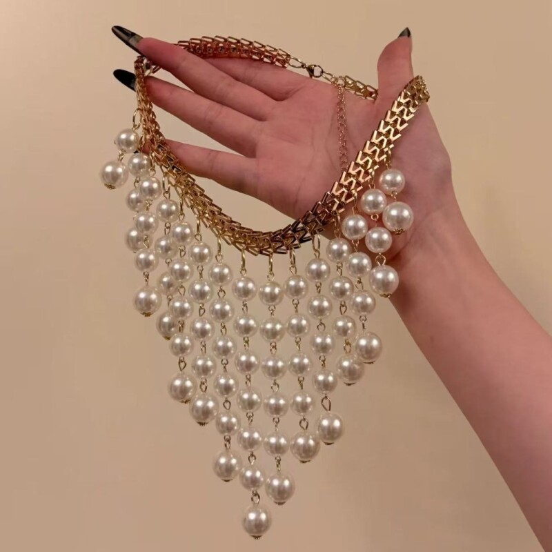 「珠帘旧梦」法式复古多流苏串珠项链高级感轻奢小众夸张锁骨链女
