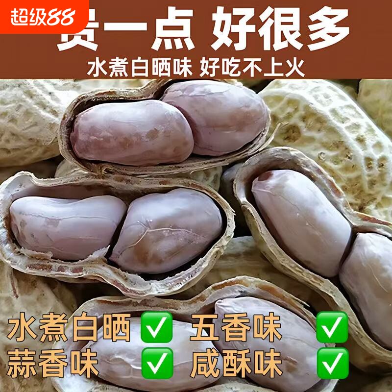 龙岩湿烤花生水煮白晒咸干蒜香熟花生米带壳炒货零食坚果年货批发图片