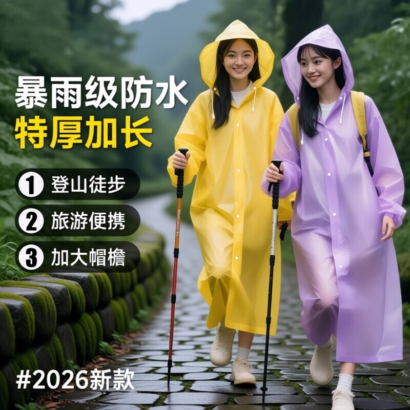 EVA新款雨衣一次性全身夏季防暴雨单人户外登山徒步便携旅行防水
