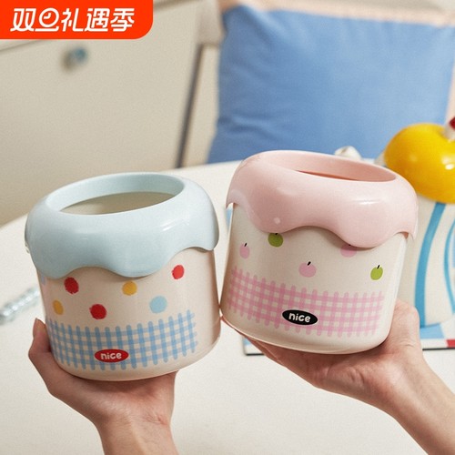 新款桌面垃圾桶卡通可爱办公室家用高颜值儿童迷你创意收纳桶无盖