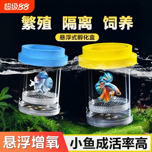 孵化盒孔雀鱼繁殖隔离盒鱼苗饲养盒斗鱼孵化器养鱼双层漂浮悬浮