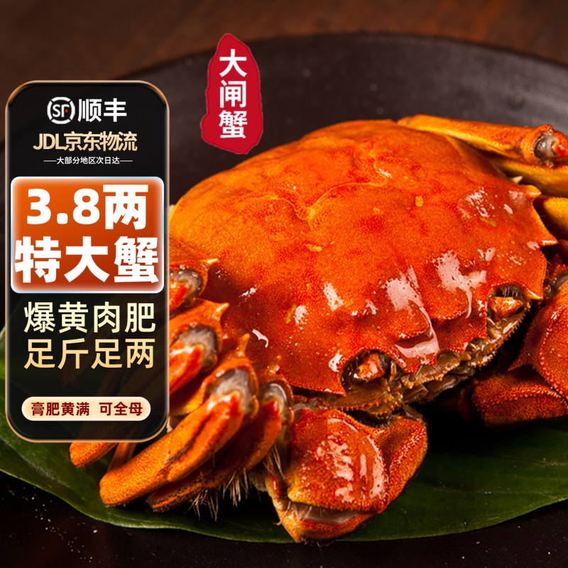 【活蟹】苏州大闸蟹全母公鲜活超特大螃蟹河蟹3.8两10只海鲜礼盒