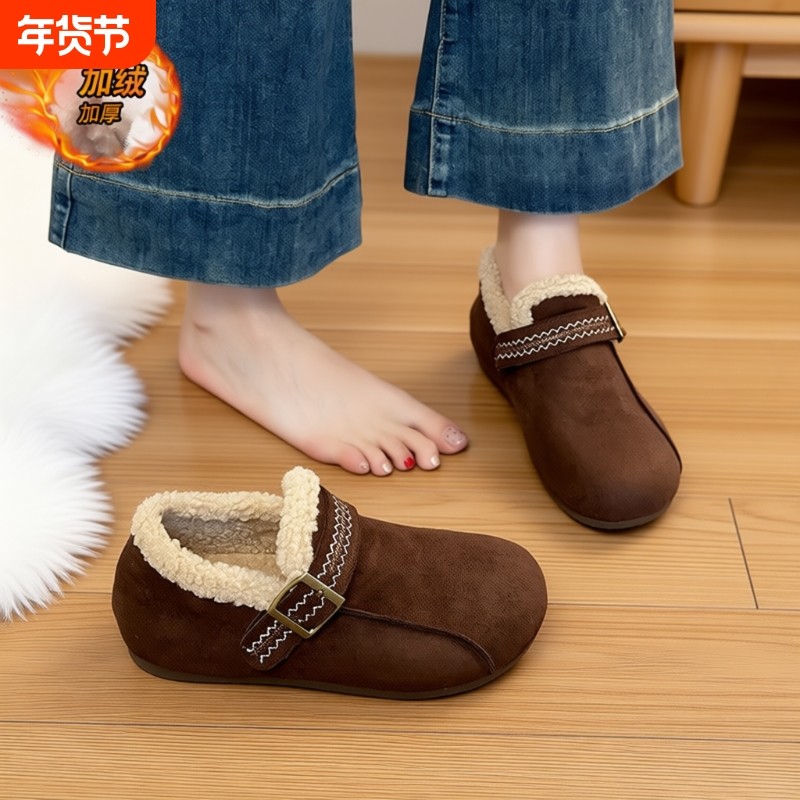 加绒勃肯鞋女冬季2025年新款魔术贴保暖毛毛鞋软底防滑穆勒休闲鞋,女鞋,棉鞋,淘宝优惠券,粉丝福利购,淘宝优惠卷