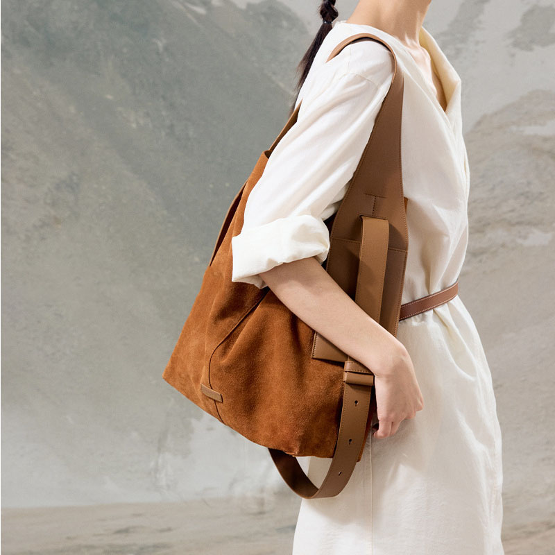 song大号麂皮挂耳托特包大容量女包慵懒通勤单肩斜挎包真皮水桶包