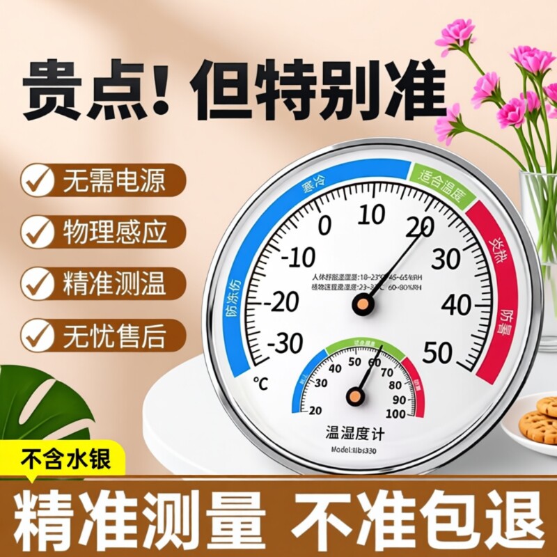 温度计室内家用温湿度计精准高精度婴儿房气温创意摆件壁挂干湿表
