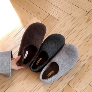 毛呢加绒勃肯鞋女2025秋冬新款呢子两穿一脚蹬加绒棉鞋保暖毛毛鞋