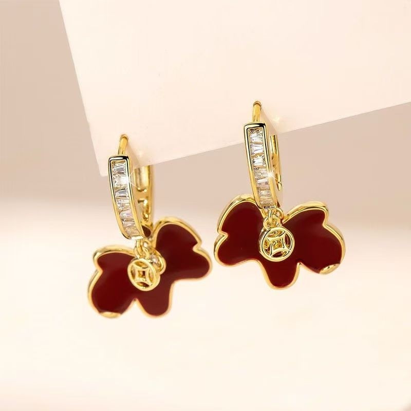 马上有钱!红色气质显白小马金色耳环2026新爆款韩系甜美可爱耳饰,饰品/流行首饰/时尚饰品新,耳环,淘宝优惠券,粉丝福利购,淘宝优惠卷