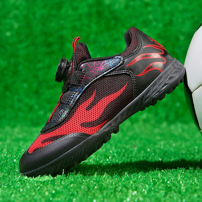 2025款秋季男女儿童足球鞋黑色网面透气AG碎钉TF短钉女孩训练球鞋