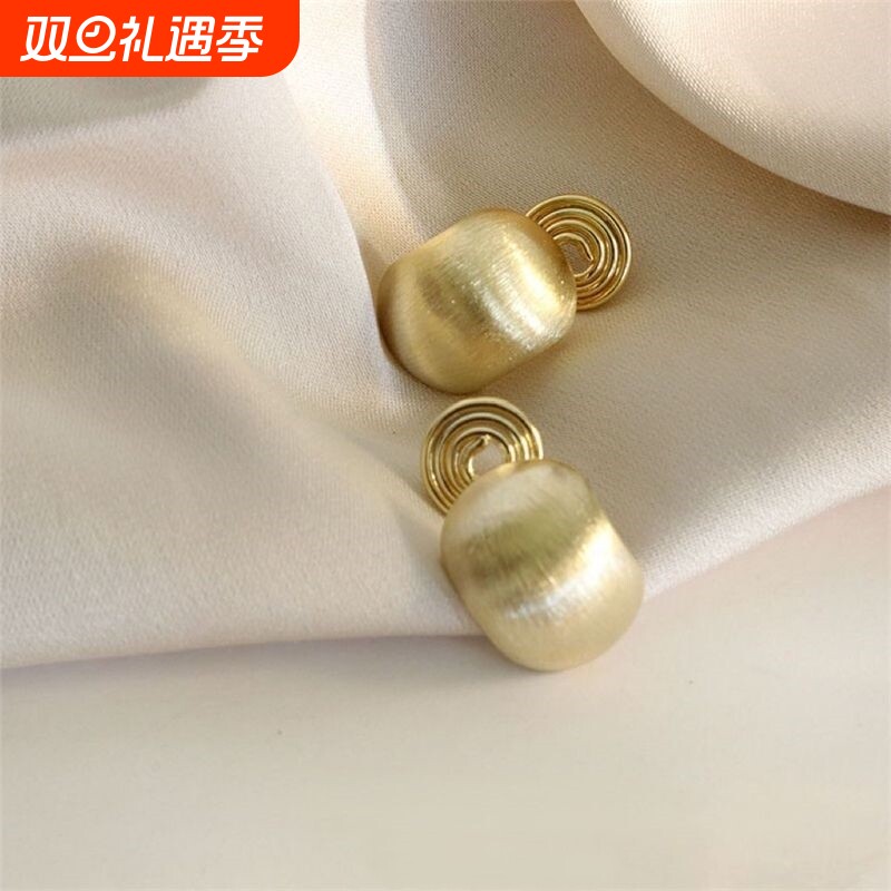 复古耳夹无耳洞耳饰女小众蚊香盘法式高级感无洞耳钉夹式耳环