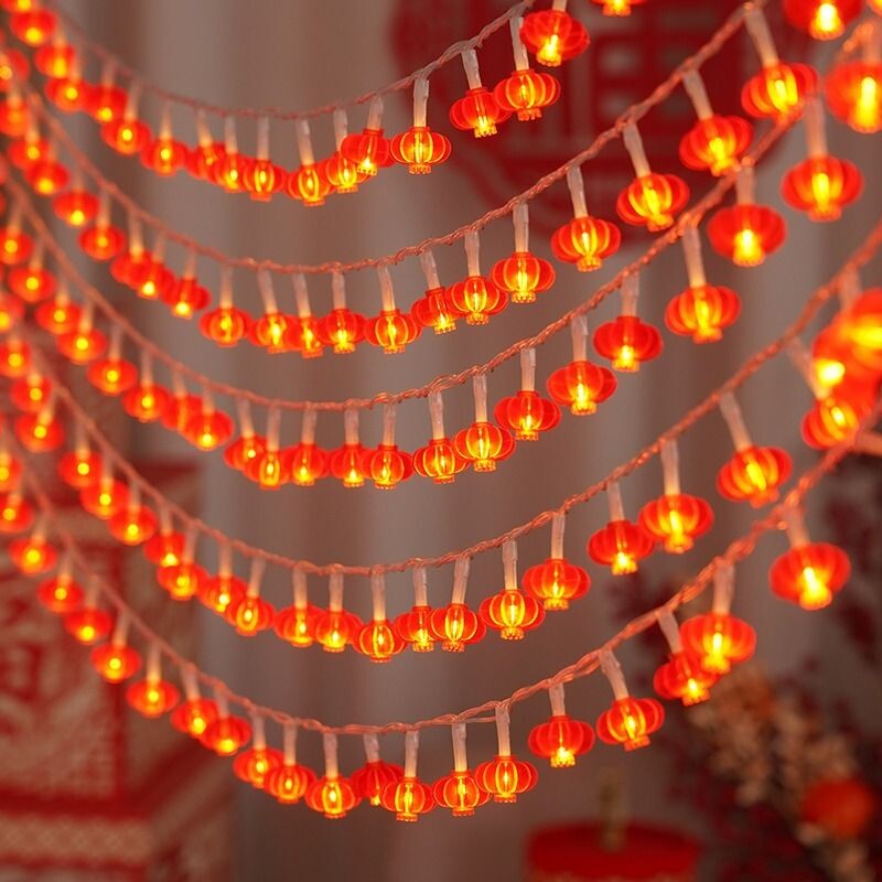 情人节led小彩灯串闪灯春节装饰品氛围灯红灯笼串灯家用布置年味