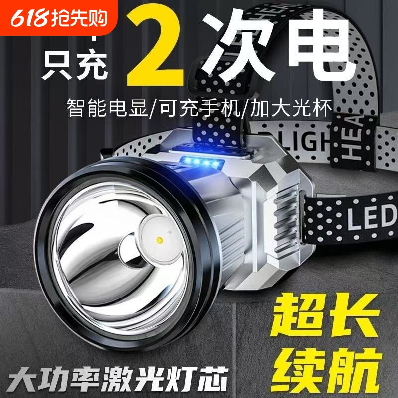 公牛适用头灯2025新款超亮头戴式感应超长续航钓鱼登山灯户外