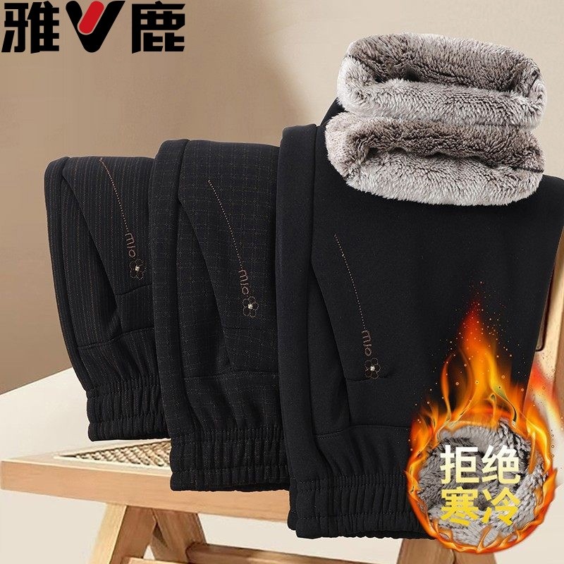 雅鹿中老年棉裤女冬装加厚加绒70岁妈妈80老人太太奶奶保暖直筒裤