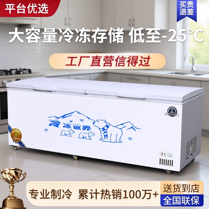 冰箱冰柜商用冷冻大容量冷藏卧式双温冷柜展示柜双门大型保鲜铜管