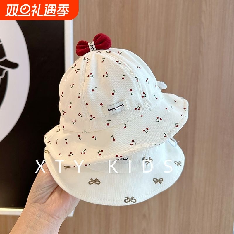 宝宝开春帽子小月龄可爱外出防晒渔夫帽婴幼儿洋气遮阳帽公主盆帽