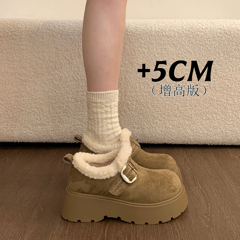 厚底增高加绒豆豆勃肯鞋女2025冬季新款毛毛棉鞋子外穿保暖雪地靴