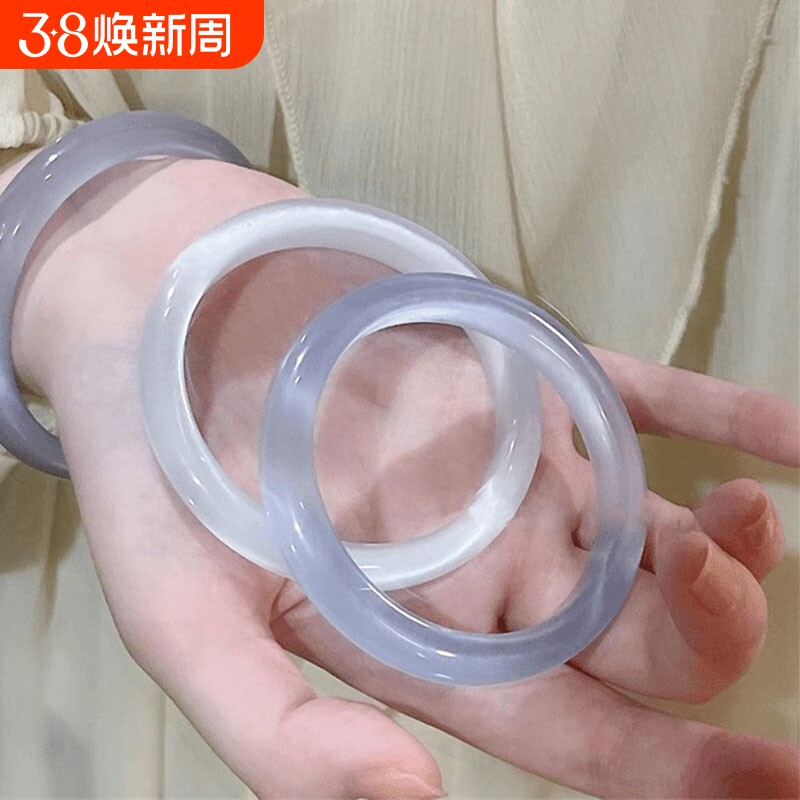白月光猫眼石手镯女生猫眼高冰种水晶镯子高级感玻璃玉镯紫罗兰