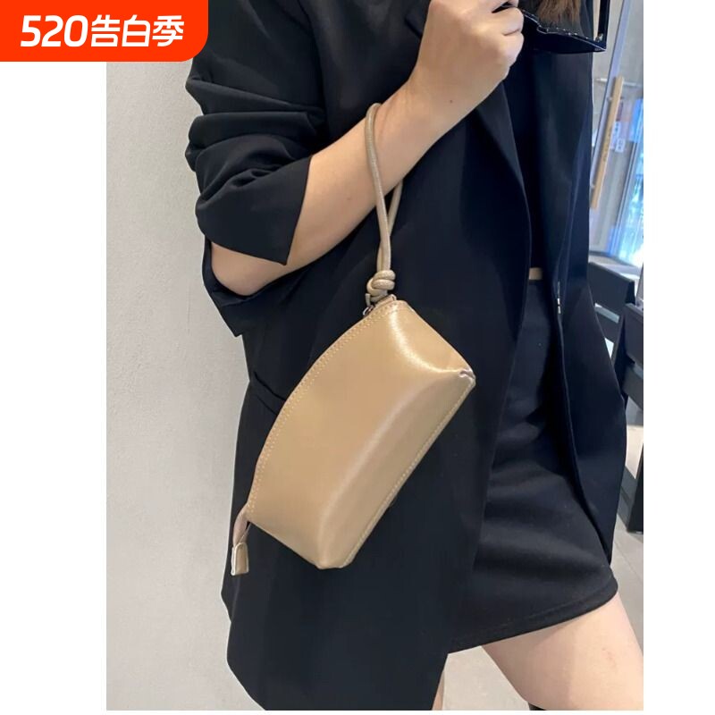 手机包女简约散步小包手腕零钱包手拿包韩版百搭贝壳便携真皮质感