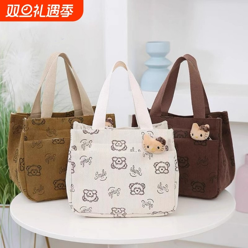 复古四季饭盒包2025新款妈咪通用手提包简约外出学生上班便当包