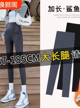鲨鱼裤女外穿加长175cm高个子2025新款秋冬加绒灰色紧身打底裤170