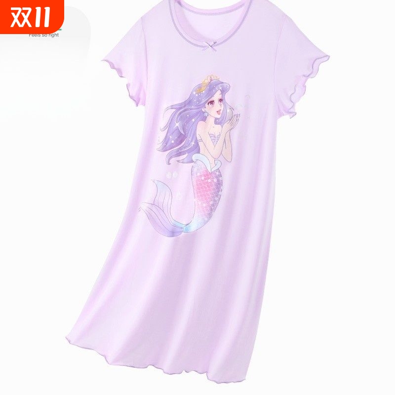 冰冰凉儿童睡裙女童夏季薄款美人鱼睡衣2025新款中大童公主家居服