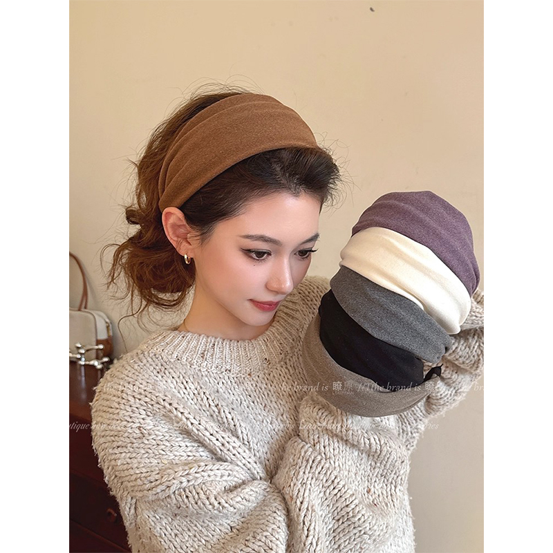 复古秋冬日常外捆发箍女2025新款压发高颅顶灰色发带发卡发旅头箍