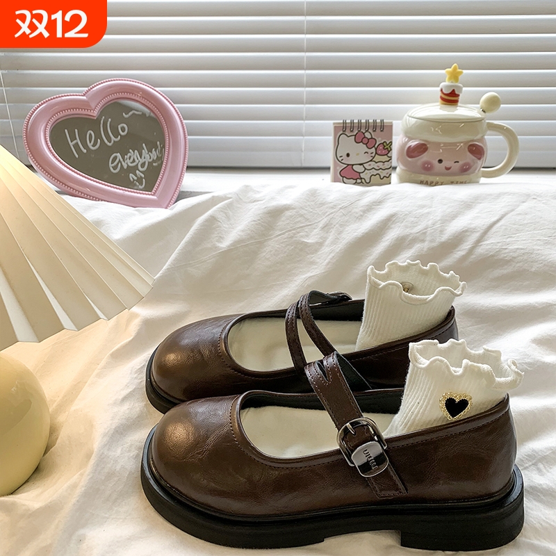 法式平底玛丽珍小皮鞋女2025秋季新款复古百搭日系圆头配裙子单鞋