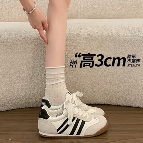 意尔康心选高颜值银色复古德训鞋女2026秋季新款百搭韩系薄底运动