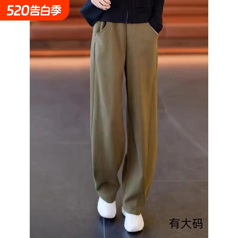 弯刀香蕉裤女裤秋冬加绒2025新款阔腿裤休闲镰刀运动卫裤子大码