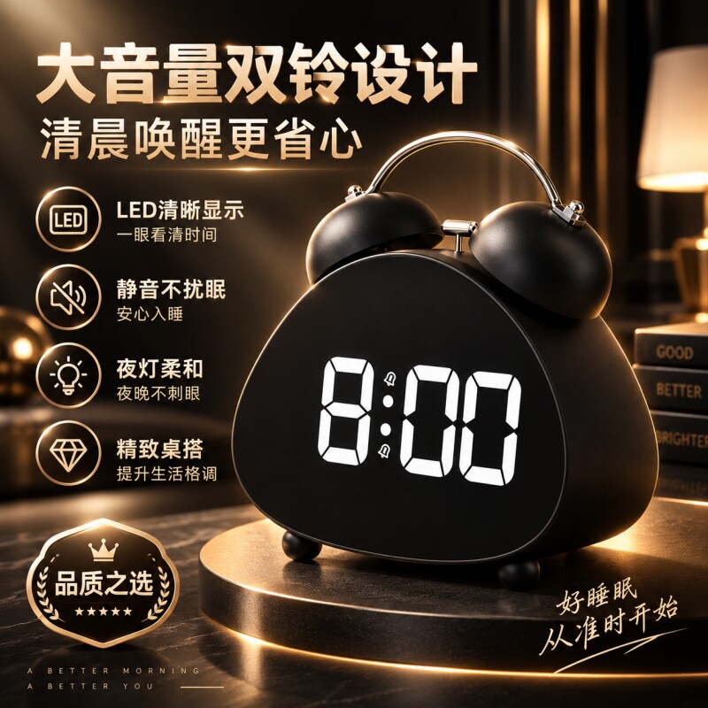 2026新款智能闹钟小学生时钟初中生专用起床神器男孩强力叫醒闹铃