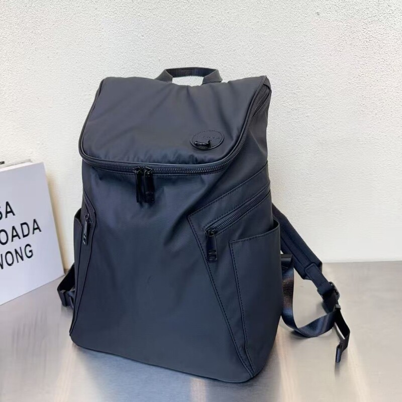 英伦复古风防水牛津布双肩包大容量背包旅行包书包男女皮质黑色