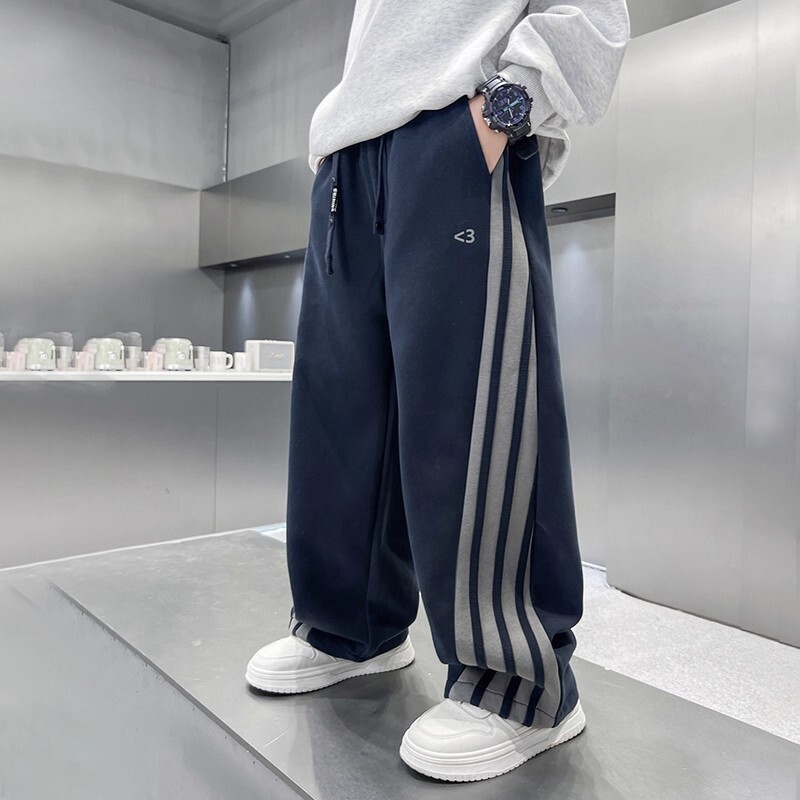 潮酷男童宽松中大童直筒春秋新款休闲裤运动卫裤灰色韩系2026儿童