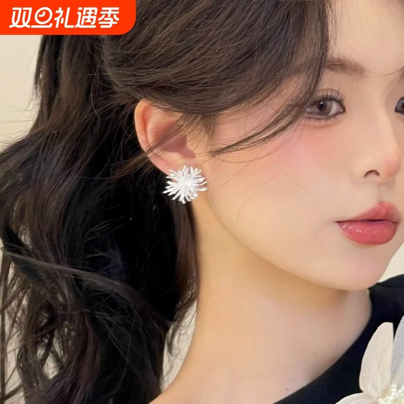 时尚轻奢烟花耳钉精致冷淡风个性耳环高级感百搭耳饰品2025年新款