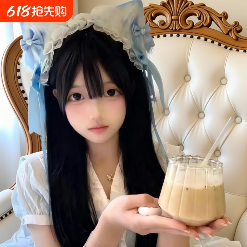 洛丽塔cosplay猫耳朵猫娘兽耳发带KC头饰发夹发饰蓝色蕾丝粉