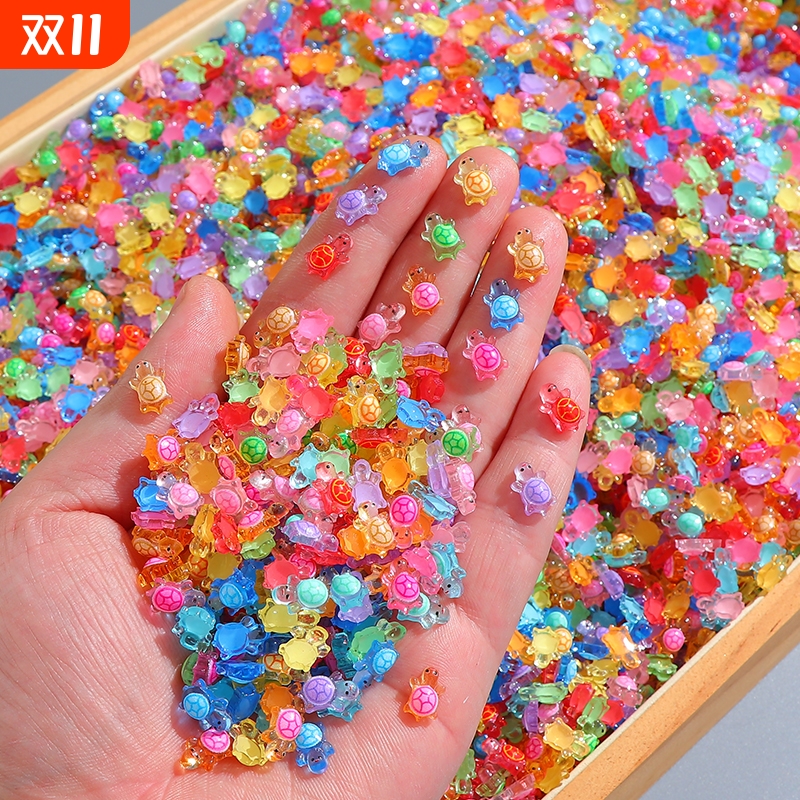 迷你夜光小乌龟微缩玩具模型配件网红桌面小摆件送收纳盒奶油胶