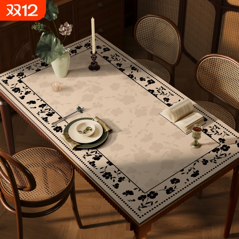 中古风餐桌垫轻奢高级感茶几桌布免洗防水防油防烫桌面保护垫新款