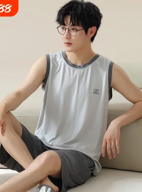 新款睡衣男士莫代尔凉感夏季无袖背心夏款青少年家居服套装2026年
