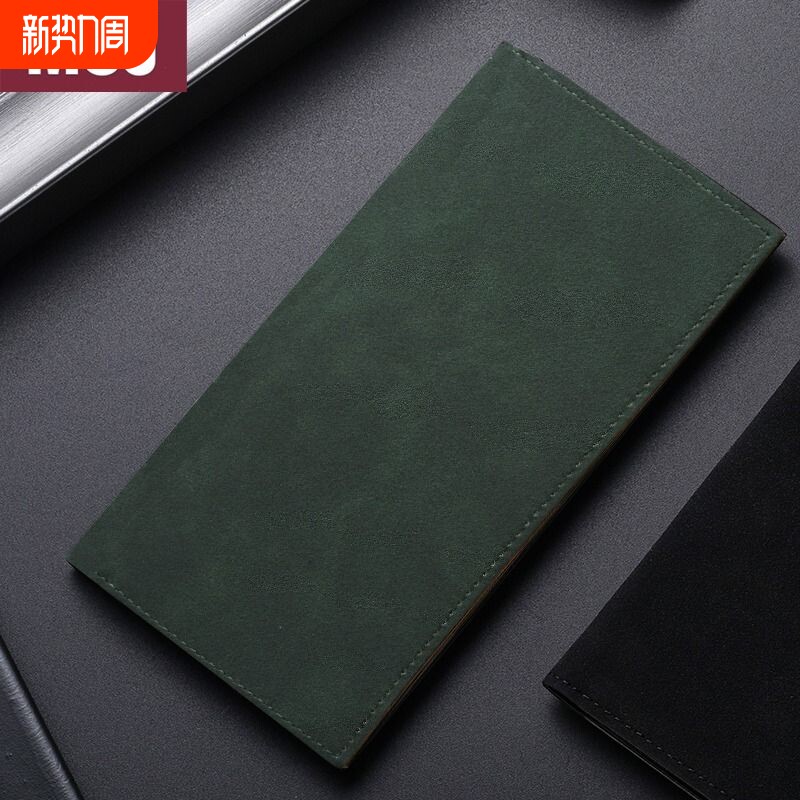 日本MUJ男士长款钱包翻毛皮超薄软皮皮夹钱夹证件卡包小巧轻薄