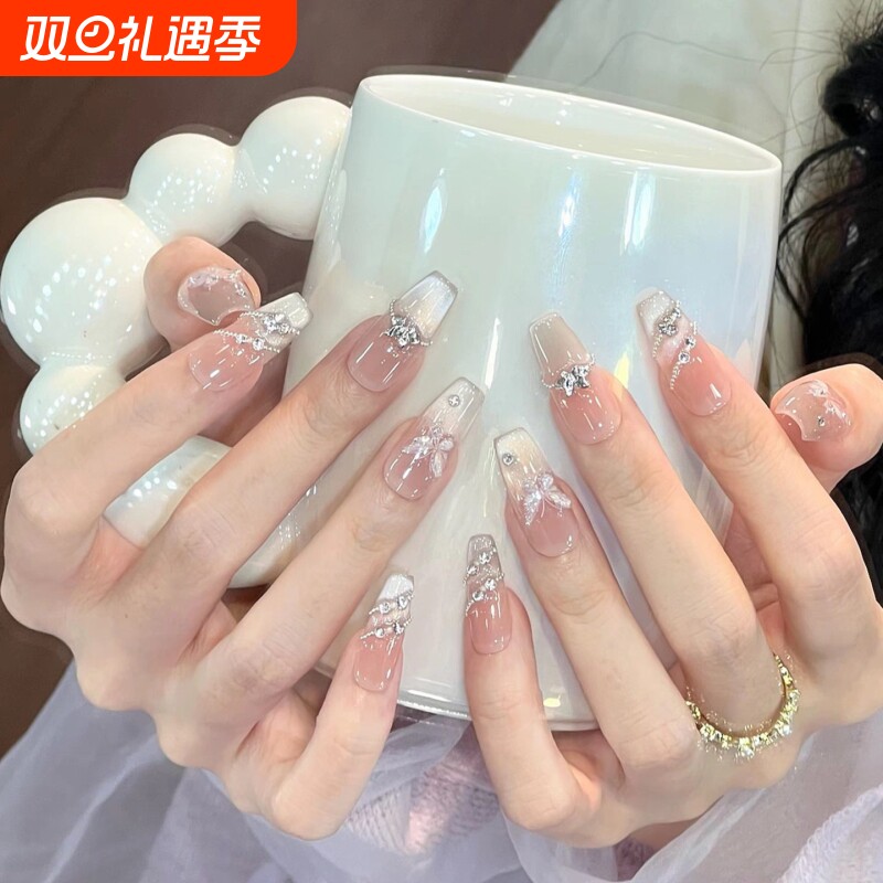 2026新款设计师款蝴蝶仙子指尖梦幻星河高级感轻奢手工穿戴甲成品