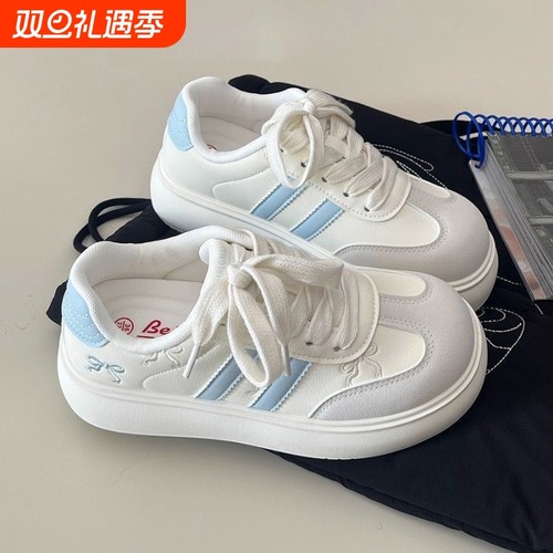 红色苹果鞋子厚底增高2025秋冬学院新款德训小白板鞋女运动面包鞋