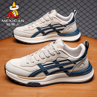 阿甘老爹潮鞋 百搭休闲运动跑步男款 加绒保暖耐磨 子秋季 稻草人男鞋